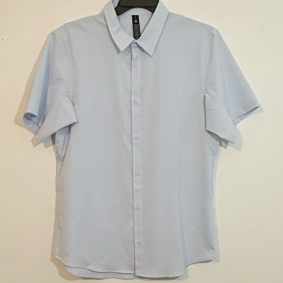 lululemon Airing Easy SS Button Down Shirt XL Light Gray - Picture 1 of 12